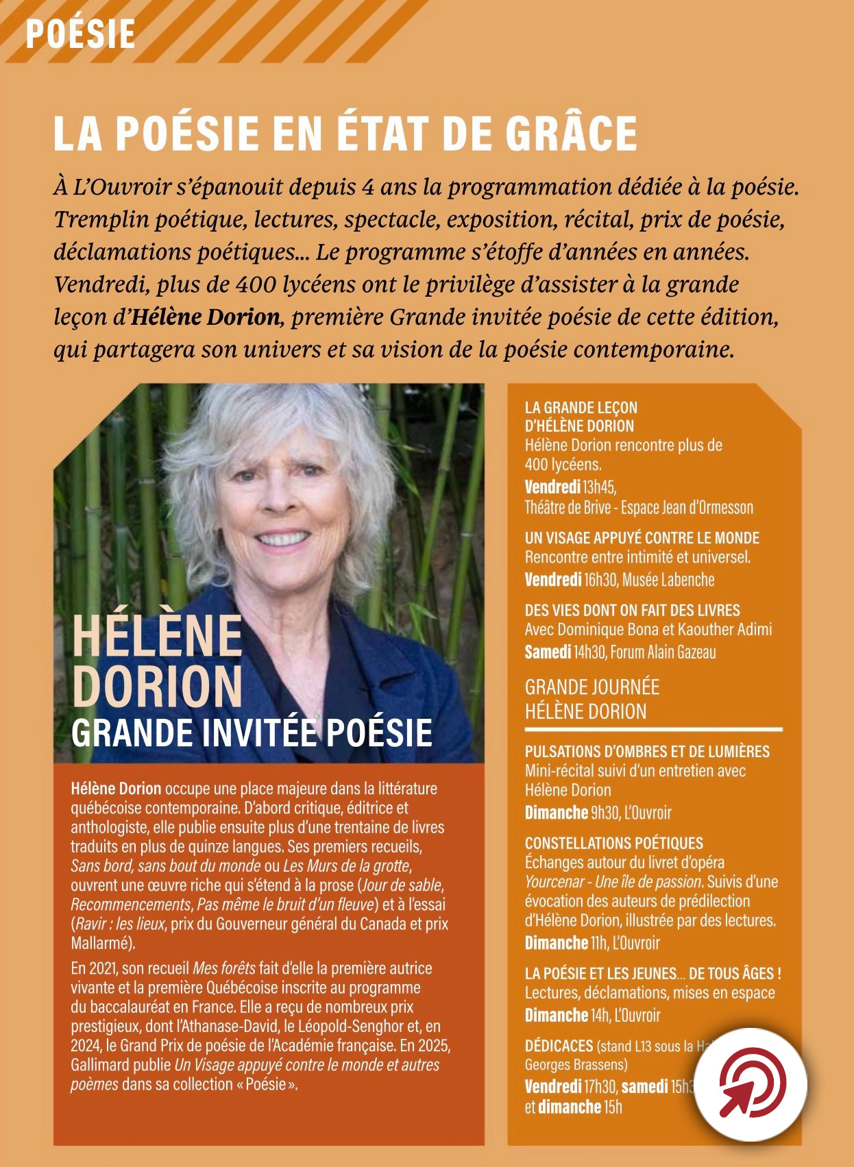 Hélène Dorion, grande invitée de la Foire du livre de Brive